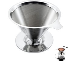 Herbruikbare Koffiefilter RVS - Koffiefilter Houder - Barista - Filterkoffie Pour Over - Reizen - Koffiefilterhouder - Camping - Travel - RVS Gaas - permanent koffiefilter van roestvrij staal — cadeau in Kookcadeaus
