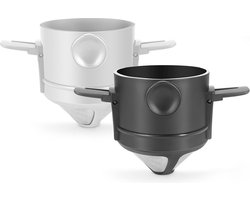 Koffiefilter - Koffiefilterhouder Set van 2 - RVS filter - Permanent Koffiefilter -Herbruikbaar - Zwart & Wit — cadeau in Kookcadeaus