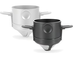 Yippiez Koffiefilter - Koffiefilterhouder Set van 2 - RVS - Permanent Koffiefilter-herbruikbaar - geen filterpapier nodig - voor het kamperen thuis kantoor reizen — cadeau in Kookcadeaus