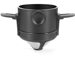 Koffiefilter - Koffiefilterhouder - Rvs Koffiefilter - Koffie Dripper - Papierloos Giet Over Koffiedruppelaar - Herbruikbaar - Geschikt Voor Handmatige Bereiding Van Permanente Koffie - Geschikt Voor Thuiskantoor, Reizen, Kamperen - Zwart - 1 Stuk — cadeau in Kookcadeaus