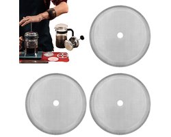 3 stuks - Filter - Vervangingsfilter voor French Press - Roestvrijstalen filter - Fijnfilter voor Koffiepers - Herbruikbaar - Zilver - 10 cm x 10 cm - Geschikt voor een French Press van 1000 ml - Voor vers gezette koffie — cadeau in Cadeau-ideeën