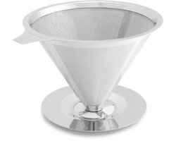 RVS Koffiefilter - Herbruikbaar - Koffiefilterhouder - Pour Over Koffie - Herbruikbare - Koffiefilter - RVS - Koffiefilter Houder - Barista - Filterkoffie Pour Over - Reizen - Koffiefilterhouder - Camping - Travel - RVS Gaas - koffiefilter van roes — cadeau in Kookcadeaus
