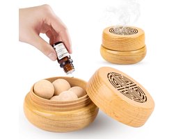 2 Stuks Aromatherapie Diffuser - Houten Diffuser - Essentiële Olie Diffuser - Hout - Aromatherapie Anti-Muggen Aromatherapie Olie Diffuser - Kamergeur - Huismeubilair - Vluchtig - Geur Diffuser - 7 x 7 x 4 cm - Natuurlijke Houtkleur — cadeau in Wonen & Interieur