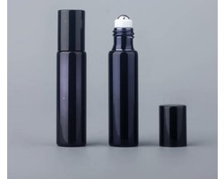 Essentiële olie roller flesjes - Glanzend zwart - 10 ml - 3 stuks - Rollerflesjes - Parfum rol-on fles - Rvs bal. — cadeau in Cadeau-ideeën