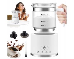 Glazen Melkopschuimer - Elektrische Melkopschuimer - Vaatwasserbestendig - 500 ml - Warm & Koud Schuim - 4 Standen - Automatische Uitschakeling - Milk Frother - Voor Latte & Cappuccino & Macchiato - Wit — cadeau in Kookcadeaus