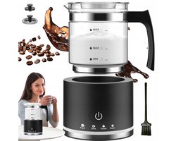 Glazen Melkopschuimer - Elektrische Melkopschuimer - Vaatwasserbestendig - 500 ml - Warm & Koud Schuim - 4 Standen - Automatische Uitschakeling - Milk Frother - Voor Latte & Cappuccino & Macchiato - Zwart — cadeau in Kookcadeaus