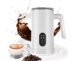 Melkschuimer, 4-in-1 elektrische melkschuimer, 350 ml automatische melkschuimer en melkverwarmer voor warme en koude melk, geschikt voor lattes, cappuccino's, macchiato's, warme chocolademelk, enz., wit. — cadeau in Kookcadeaus