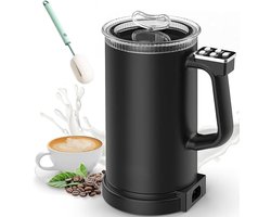 Volautomatische melkschuimer van 500 W - 4-in-1 elektrische melkschuimer - Warme en koude standen - Inhoud van 350 ml - Automatische uitschakeling - Stille antiaanbaklaag - Geschikt voor koffie, latte en cappuccino - Zwart — cadeau in Kookcadeaus