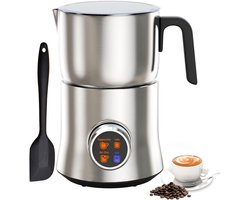 LotaHome - Melkopschuimer met Inductietechniek - Met Digitaal Display - 4-in-1 Elektrische Melkopschuimer - Automatische Melkopschuimer - Cappuccino, Latte, Melk, Chocolademelk - Vaatwasserbestendig - Opschuimen en Verwarmen - 900 ml - RVS - Zilver — cadeau in Kookcadeaus