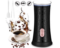 Elektrische Melkopschuimer 4-in-1 Professioneel - Zwarte Melkschuimer voor Koude en Warme Dranken - 430ml Capaciteit met Automatische Uitschakeling - Geschikt voor Cappuccino, Latte Macchiato - Inclusief 3 Opzetstukken — cadeau in Kookcadeaus