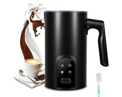 KZQ Zwarte elektrische melkschuimer 5-in-1 – Professionele automatische schuimmaker – Voor warm en koud melkschuim – Melkverwarmer & opschuimer met grote capaciteit (350 ml) – Barista-kwaliteit voor latte, cappuccino en chocolademelk – Zwart — cadeau in Kookcadeaus
