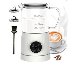 Elektrische Melkopschuimer 4-in-1 – Warm & Koud Melkschuim – Automatische Melkklopper – Stil & Snel – Voor Cappuccino, Latte & Koffie – Anti-aanbak – 300ml — cadeau in Kookcadeaus