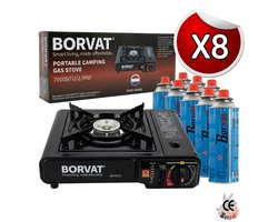 Draagbaar Gasstel met Koffer – Camping Kooktoestel. Camping Gasbrander Set met Opbergkoffer en 8x Butaangas patronen. Portable Gas Stove met Koffer + 8 Butaangasbusjes. Compleet met 8 Gaspatronen. Gas Kooktoestel voor Camping & Outdoor.Noodpakket. — cadeau in Sport & Outdoor