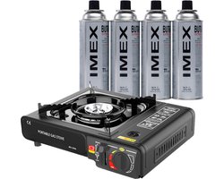Nood-Kit® Camping Gasstel - Camping Kooktoestel - 4x Butaangasflessen met Koffer- Draagbaar Kooktoestel voor Camping, Outdoor & Noodpakket — cadeau in Sport & Outdoor