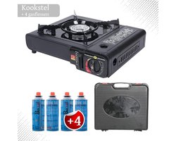 Draagbare Gasfornuis - Camping Kookstel - Inclusief 4 Gasflessen - Gas Stove - Gasfornuis - Kooktoestel - Outdoor — cadeau in Sport & Outdoor