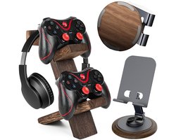 SnelShoppen - 2 stuks Inklapbare Controllerhouder voor Tafel, Houten Mobiele Telefoonhouder, Universele Game Controller Standaard, Hoofdtelefoonhouder — cadeau in Gadgets