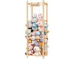Plush houder grote capaciteit - ruimtebesparend - natuurlijk hout - ideaal voor kinderkamer - ShopVlot — cadeau in Wonen & Interieur