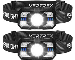 Vertrex LED Hoofdlamp Oplaadbaar – 2 stuks – Wit & Rood Licht – Hoofdlampje – Hoofdlampen – Koplamp – Hoofdzaklamp -Hardloop Verlichting — cadeau in Sport & Outdoor
