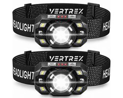 Vertrex Hoofdlamp LED Oplaadbaar - Instelbare Lichtbundel - Hoofdlampje - Hoofdlampen - Hardloop Licht - Hoofdzaklamp - USB-C – IPX5 — cadeau in Sport & Outdoor