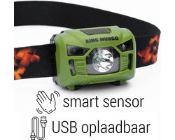 Hoofdlamp LED Oplaadbaar Groen - Leeslampje voor Boek - Hardloop verlichting - Kluslamp - 160 Echte Lumen - King Mungo KMHL011 — cadeau in Sport & Outdoor