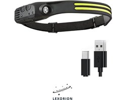 Lexorion Lumos Pro - Hoofdlamp - LED Hoofdlamp met Dubbele Strip - 8 Modi - Wit, Geel & Knipperlicht - Oplaadbaar via USB-C - 1000 Lumen - Waterdicht - Met Bewegingssensor - Voor Camping, Werk & Hardlopen — cadeau in Sport & Outdoor