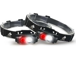 Ever Trex Ultra Light Hoofdlamp LED Oplaadbaar - Wit En Rood Licht - 150Lumen - Kantelbaar - Hardlopen - Noodpakket - Kamperen - Hoofdzaklamp - Headlight - 2-Pack — cadeau in Sport & Outdoor