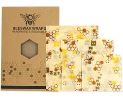 Bijenwas doekjes - set van 3 Bees wax - Duurzaam voedsel bewaren — cadeau in Koken & Dineren