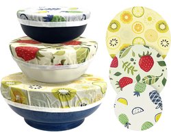 Herbruikbare Bijenwas Komhoes - Voedsel Bedekking met Rekband - Elastische Bewaar Wikkel voor Opslagcontainers - Set van 3 — cadeau in Koken & Dineren