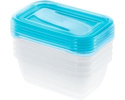 Vershouddozen Set - Voedselbewaarboxen - Voedsel Vers Houden - Stapelbaar Ontwerp - 5 x 500 ml - Transparant Blauw — cadeau in Cadeau-ideeën