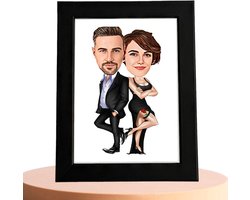 Mr. & Mrs. Karikatuur - Jouw Foto in Stijl - Cadeau - Verjaardag - Kerst - Kado - Valentijn - Gepersonaliseerd Cadeau — cadeau in Eigen foto/tekst