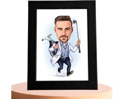 Golf Karikatuur Man - Karikatuur met Jouw Foto - Cadeau - Verjaardag - Kerst - Kado - Valentijn - Gepersonaliseerd Cadeau — cadeau in Eigen foto/tekst