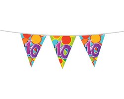 Haza Vlaggetjes met 10 jaar opdruk - leeftijd verjaardag - versiering - kunststof - 10 meter - vlaggenlijn — cadeau in Cadeau-ideeën