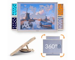 PuzzlePro Puzzeltafel met 4 Lades - 360° Draaibaar + Lock - Verstelbaar Puzzelbord - 1500 stukjes - 90x60cm - Puzzelmap - Puzzelkoffer - Puzzelmat - Puzzelplaat - Puzzelplank — cadeau in Spellen & Speelgoed