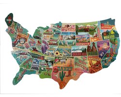 Kaartpuzzel Verenigde Staten - Amerika puzzel - Educatief spel - Vorm van Amerika - 1000 stukjes - Meerkleurig — cadeau in Spellen & Speelgoed
