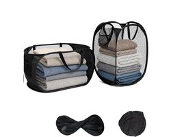 2 stuks Opvouwbare wasmand - pop-up wasmand - wasmand met hengsels en zijvakken - Opbergmand - voor slaapkamer, wasruimte en camperreizen - 36 x 36 x 56 cm — cadeau in Cadeau-ideeën