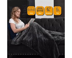 Elektrische deken - Deken voor op de bank - Elektrische omslagdeken - Warmtedeken - Bovendeken - 1 persoons - 130x160 cm - Fleece - Grijs — cadeau in Wonen & Interieur
