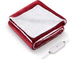 Luxe Warmtedeken – Verwarmde Deken – Elektrisch – Electric Blanket – Heating – Voor op de Bank – Draadloos – Fleece – USB – Stoel – Rood — cadeau in Wonen & Interieur