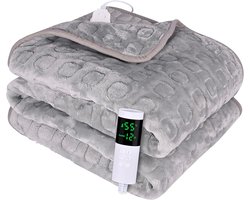 Luxe Warmtedeken 160x120 cm – Verwarmde Deken – Elektrisch – Electric Blanket – Heating – Voor op de Bank – Fleece – 230 Volt – Stoel – Grijs — cadeau in Wonen & Interieur