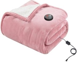 Elektrische warmtedeken - Verwarmde deken - Ontspannen op de bank - 10 warmtestanden - 130 x 180 cm - Roze — cadeau in Wonen & Interieur