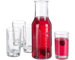 karaf met glazen - 5-delige set - 1 waterkan van 1,5 l - 4 drinkglazen van 200 ml - zonder deksel — cadeau in Koken & Dineren