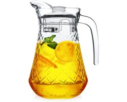 Karaf Glas met Deksel 1,4 l - Kan - Waterkaraf voor Fruitwater - Waterkan - Drinkkan — cadeau in Koken & Dineren