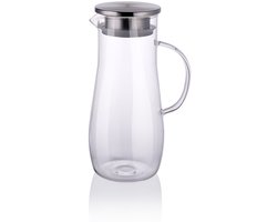 alpina Glazen Waterkan 1.4L - Schenkkan met RVS Deksel en Filter - Karaf van Borosilicaatglas - Transparante Kan voor Koude en Warme Dranken — cadeau in Koken & Dineren