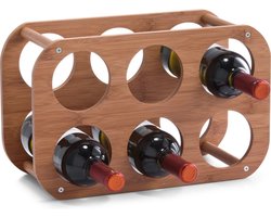 1x Houten wijnflessen rekken/wijnrekken compact voor 6 flessen 38 cm - Keukenbenodigdheden - Woonaccessoires/decoratie - Wijnflesrekken/wijnflessenrekken/wijnrekken - Rek/houder voor wijnflessen — cadeau in Wonen & Interieur