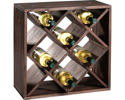 Houten wijnflessen rek/wijnrek vierkant voor 16 flessen 25 x 50 x 50 cm - Woonaccessoires/decoratie - Wijnflesrekken/wijnflessenrekken/wijnrekken - Rek/houder voor wijnflessen — cadeau in Wonen & Interieur