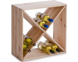 Zeller houten wijnflessen rek/wijnrek voor 20 flessen - 52 x 25 x 52 cm - Wijnfles houder 4 vakken - Vierkant - Stapelbaar — cadeau in Wonen & Interieur