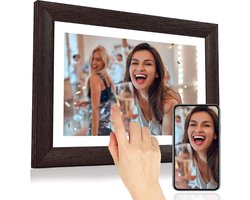 Digitaal fotolijstje - 10 Inch - WiFi Verbinding - App Gestuurd Met Frameo - 1280 x 800 - Zwart Walnoot Hout — cadeau in Wonen & Interieur