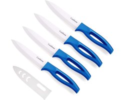 Set van 4 Professionele Keramische Messen met Houder - Ideaal voor Groenten, Fruit en Vlees — cadeau in Kookcadeaus