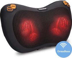 Lifeproducts Shiatsu Massagekussen Draadloos - Elektrisch Nekmassage Apparaat - Massage Apparaten - Nek en Schouder Massage Apparaat - Massageapparaten met Infrarood Verwarming — cadeau in Verzorging