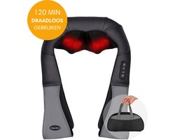 Lifeproducts Shiatsu Massagekussen Draadloos - Massage Apparaat voor Nek en Schouder - Elektrisch Nekmassage Apparaat - Massage Apparaten - Massageapparaten met Infrarood Verwarming - Met Carrybag — cadeau in Verzorging