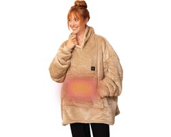 Seranova Verwarmde Hoodie Deken - Elektrische Snuggle Hoodie - Fleece Deken met mouwen - Unisex Verwarmde Trui - Zacht & Warm - Beige — cadeau in Elektronica